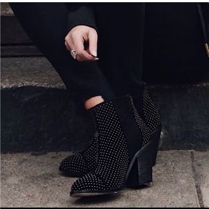 {Anthropologie) Black booties with gold studs